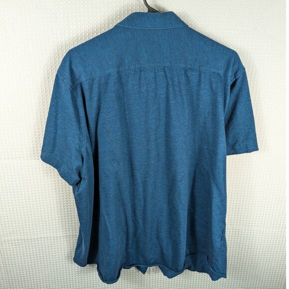 Perry Ellis XXL Blue Textured Short Sleeve Button Front Shirt 100% Cotton Men’s - Picture 3 of 3